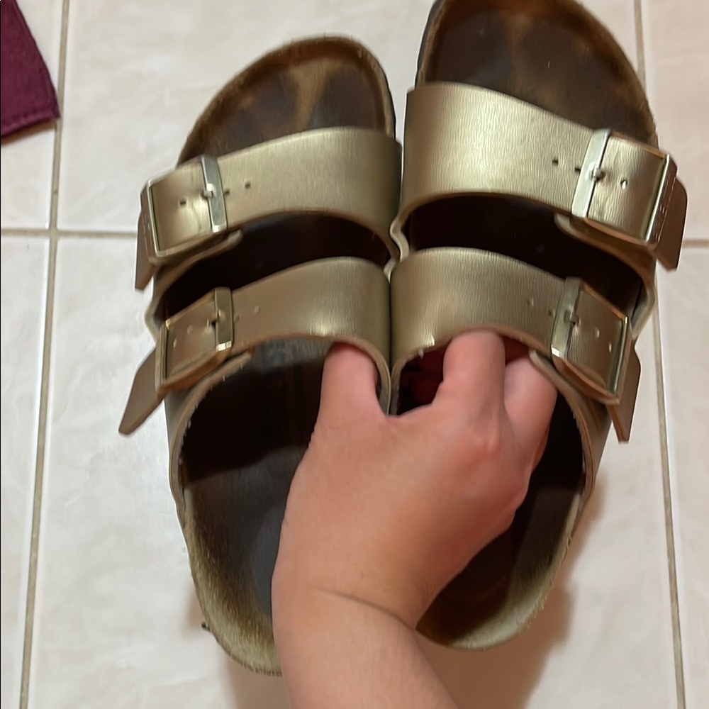 Gold Birkenstock Sandals (women size 6.5)